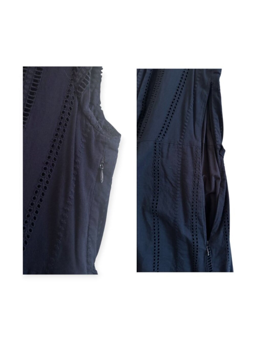 J.Crew Shelby Eyelet Dress Deep Navy Blue Size 12 V-Neck Cap Sleeve A-Line - Picture 11 of 16